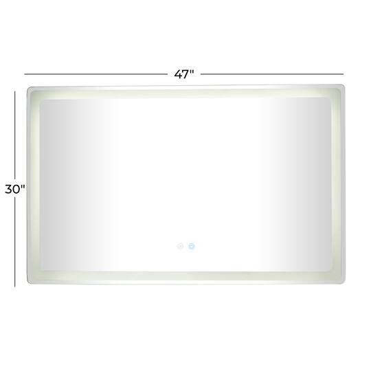 Clear Glass Modern Anti Fog Mirror, 47" x 2" x 30"